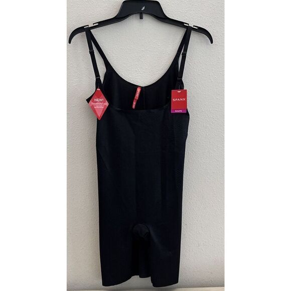 Spanx 10235R Sz Medium Black Thinstincts 2.0 Open-Bust Mid-Thigh Bodysuit - Picture 1 of 12